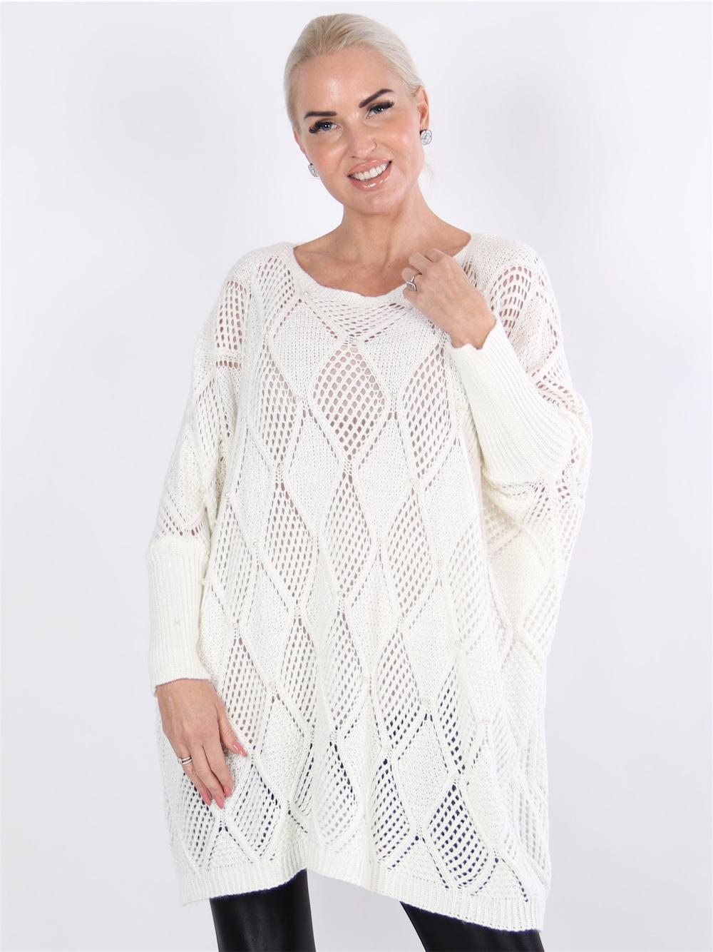 Perle - Sort striktrøje med harlekin mønster og perler